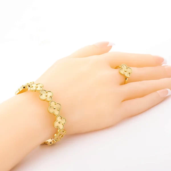 Golden plated free-size bangle & ring