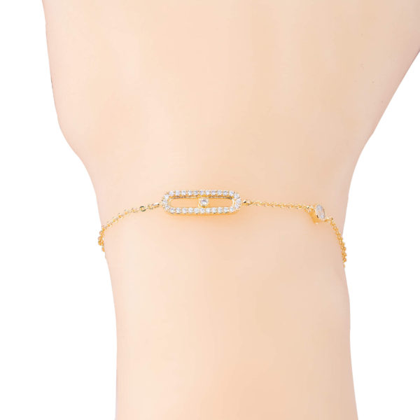 Golden plated bracelet inlaid with zircon
