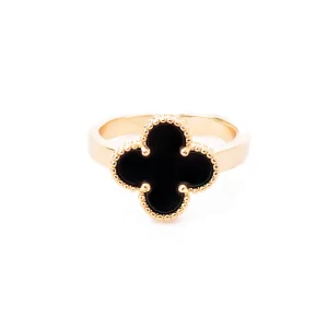 Golden plated ring with black stone