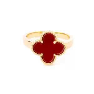 Golden plated ring with maroon stone
