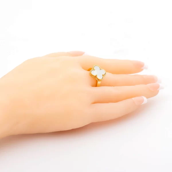 Golden plated ring with shell stone