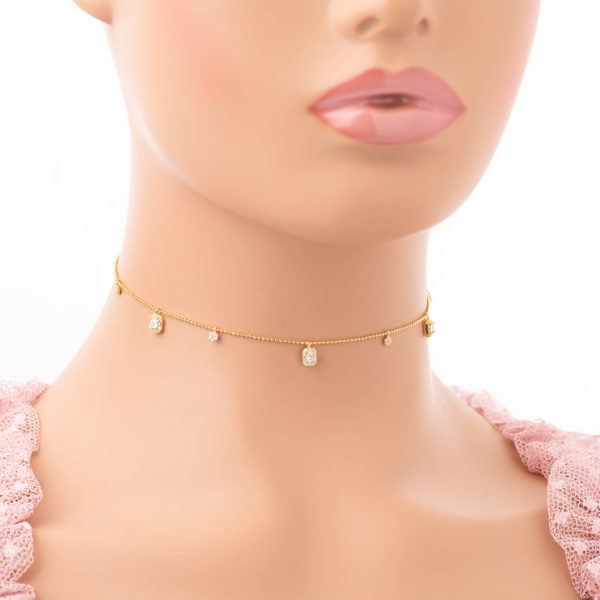 Golden plated soft choker with zircon