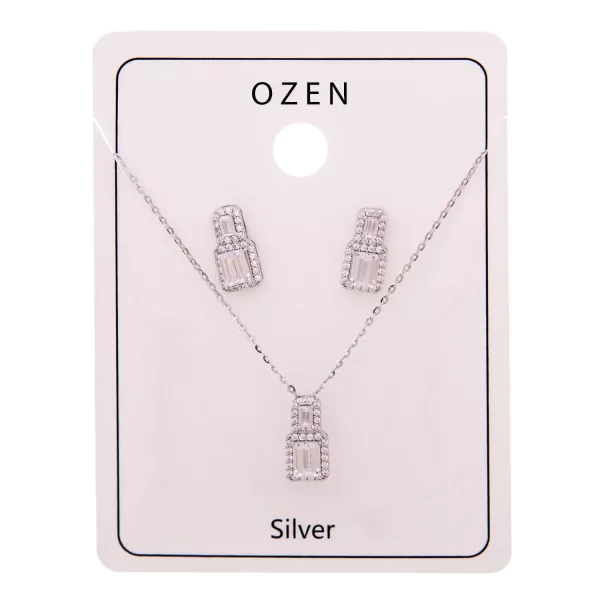 925 Silver choker and earrings studded with zircon