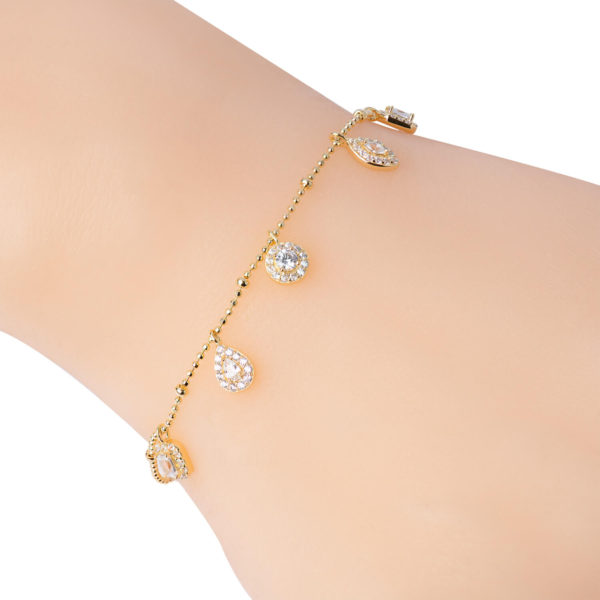925 Silver bracelet golden and inlaid with zircon