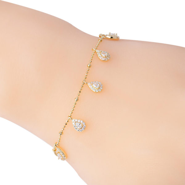 925 Silver bracelet golden and inlaid with zircon