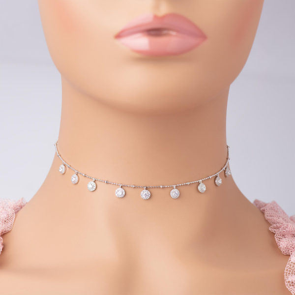 925 Silver choker inlaid with zircon