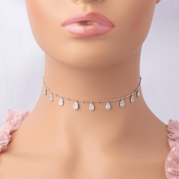 925 Silver choker inlaid with zircon