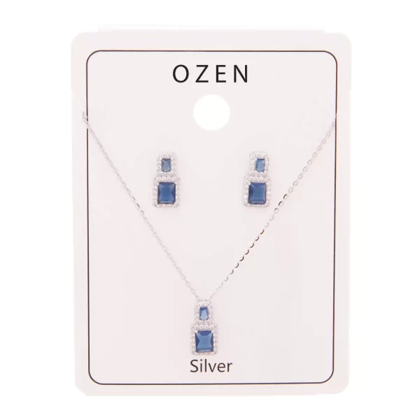 925 Silver choker and earrings with blue stones