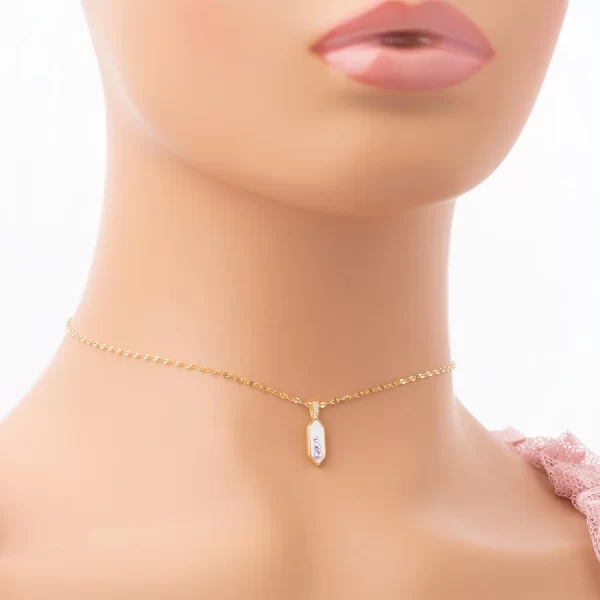 925 Silver choker golden cell with zircon