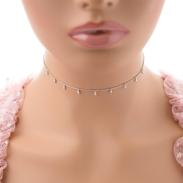 925 Silver choker with pure zircon
